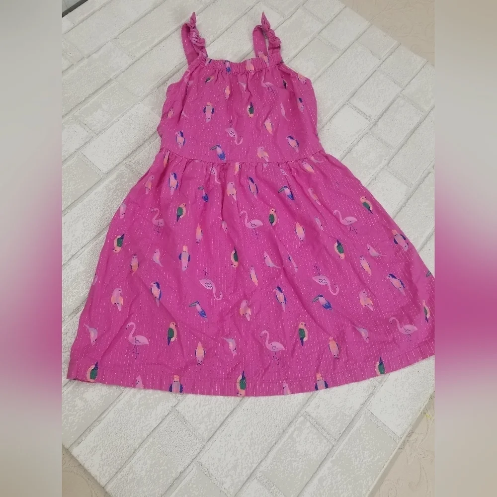 Carter's Vibrant Pink Dress with Bird Pattern